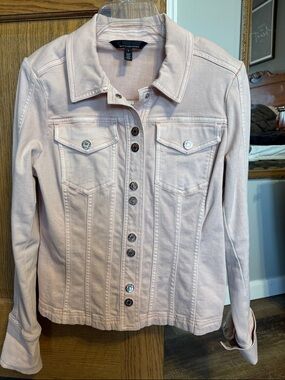 White House Black Market Light Pink Button-Front Jean Jacket